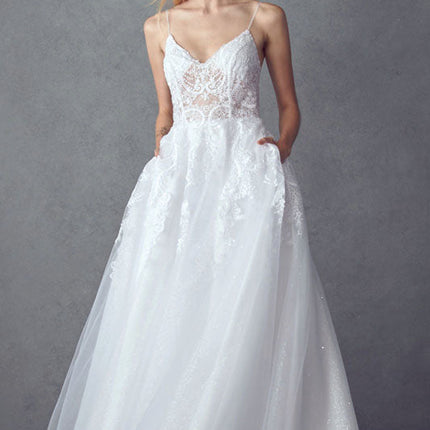 Juliet JT2482SW Floor Length A-Line Lace/Tulle Wedding Ball Gown