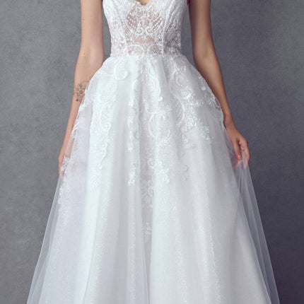 Juliet JT2482SW Floor Length A-Line Lace/Tulle Wedding Ball Gown