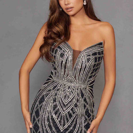 Juliet JT2525L Luxury High End Strapless Fitted Evening Gown
