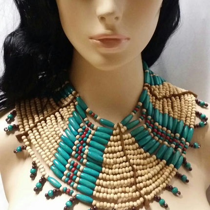 Native American Natural Bead Necklace Costume Accessory