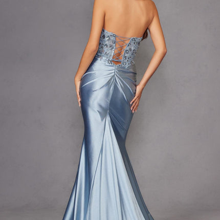 Juliet JT2534K Strapless Sweetheart Boned Corset Satin Prom Gown