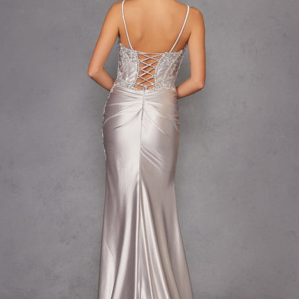 Juliet JT2536K Strapless Sweetheart Corset Back Fitted Satin Prom Gown