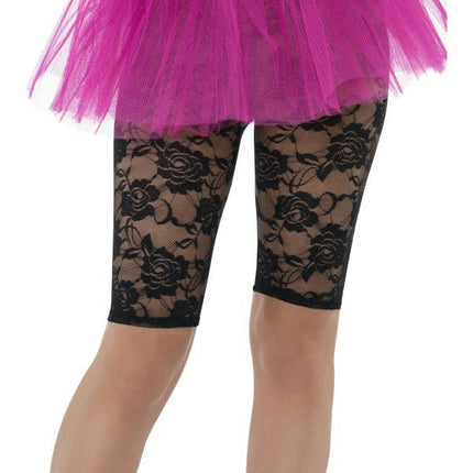 Smiffy's Women's 80's Black Lace Cycling Shorts Fancy Dress Costume Accessory