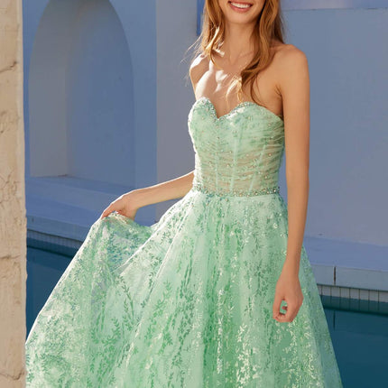 Juliet JT2547S Strapless Sweetheart A-Line Mint Gown