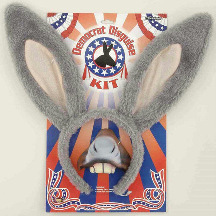 Democrat Political Donkey Disguise Costume Ears Nose Accessory Kit
