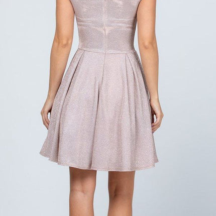 CLEARANCE - La Scala 25759 Short Off the Shoulder Skater Dress Glitter Jacquard (Size S)