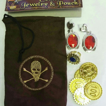 Buccaneer Coins Jewelry and Pouch Pirate Costume Accessory