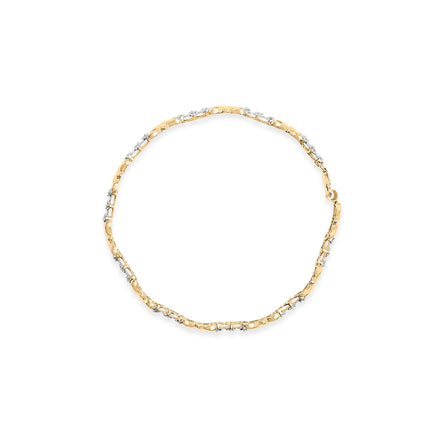 10k Yellow Gold 1/3 Cttw Diamond 3 Stone and X-Link Bracelet (I-J Color, I1-I2 Clarity) - 7.50" Inches