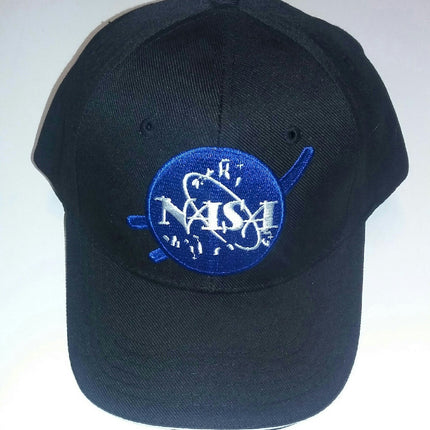 Adjustable Black NASA Insignia Embroidered Baseball Cap Astronaut Costume Hat
