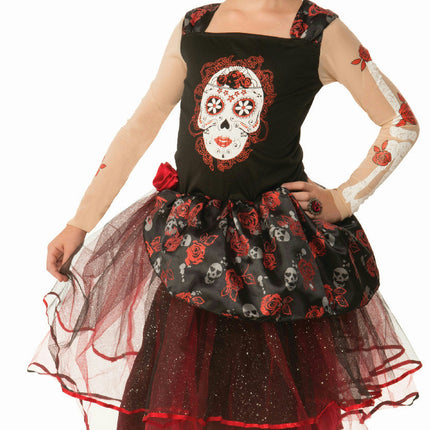 Girls Day of the Dead Rosa Senorita Child Costume Dress Size Large 12-14