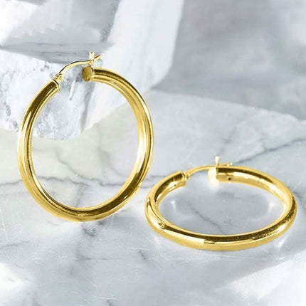 25mm Classic French Lock Hoops in Solid Sterling Silver