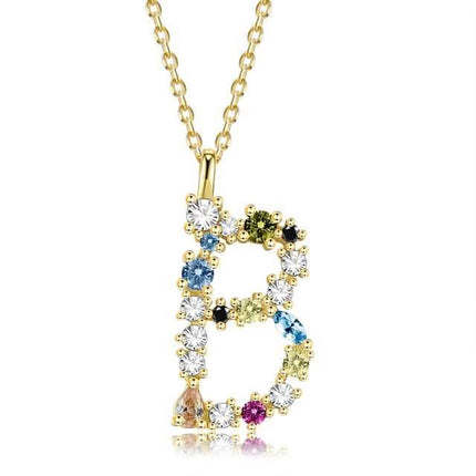 26 Alphabet Necklaces Opal Zirconia 925 Sterling Silver Necklace