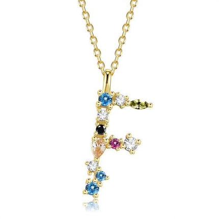 26 Alphabet Necklaces Opal Zirconia 925 Sterling Silver Necklace