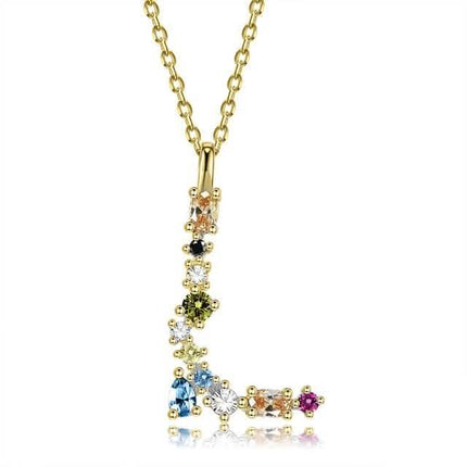 26 Alphabet Necklaces Opal Zirconia 925 Sterling Silver Necklace