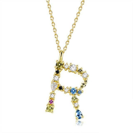 26 Alphabet Necklaces Opal Zirconia 925 Sterling Silver Necklace