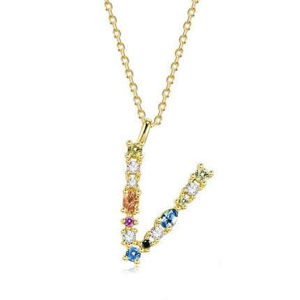 26 Alphabet Necklaces Opal Zirconia 925 Sterling Silver Necklace