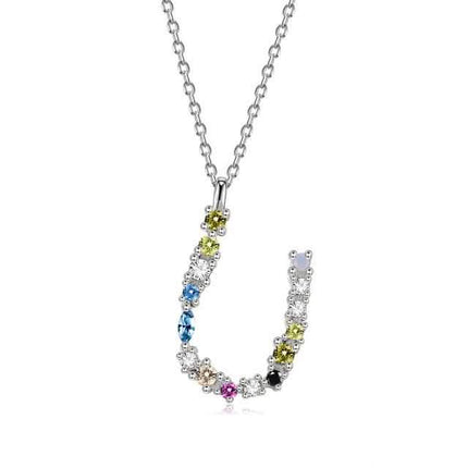 26 Alphabet Necklaces Opal Zirconia 925 Sterling Silver Necklace