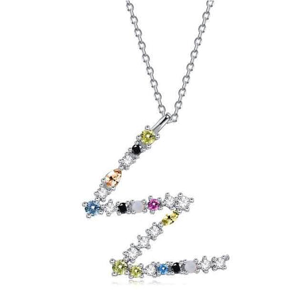 26 Alphabet Necklaces Opal Zirconia 925 Sterling Silver Necklace