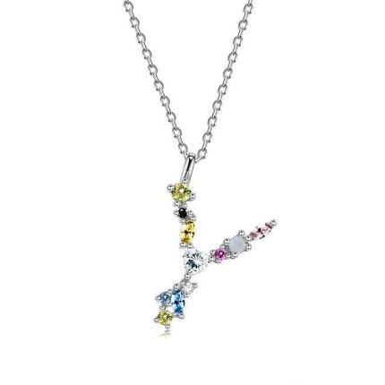 26 Alphabet Necklaces Opal Zirconia 925 Sterling Silver Necklace