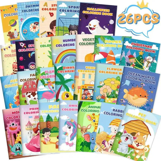 26-Pack: Coloring Books For Kids Ages 4-8, 8-12 Birthday Party Favors Gifts