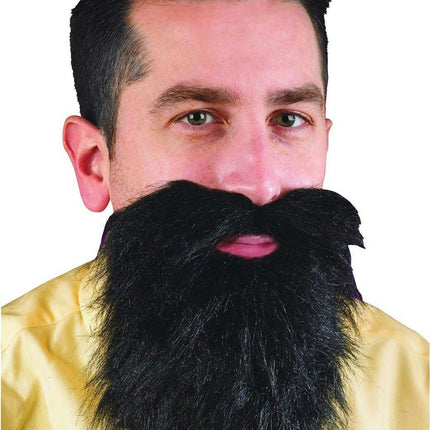 Fun World Black Mustache and Beard Facial Hair Set