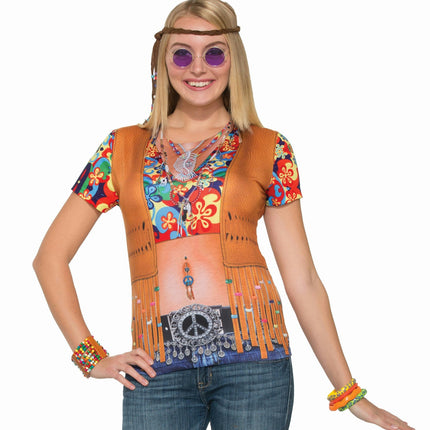 Forum Women's Instant Hippie Lady Sublimation Printed T-shirt Size Medium 8-10