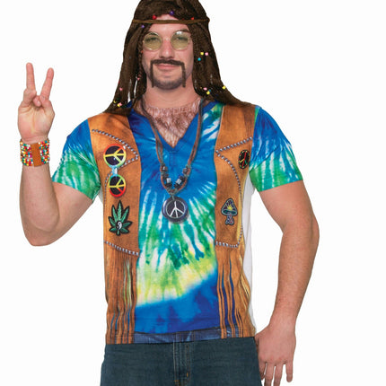 Men's Realistic Instant Male Hippie Sublimation T-Shirt Adult Size Medium