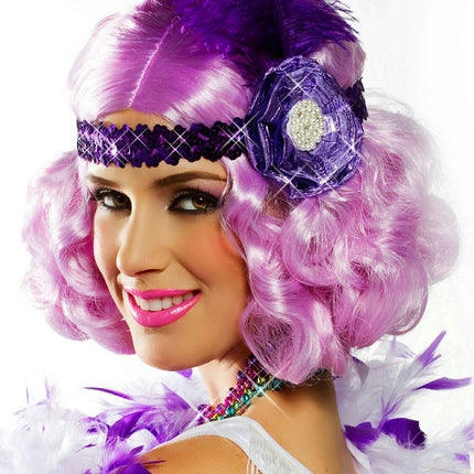 Party Pastel Purple Lilac Short and Curly Flapper Adult Costume Wig