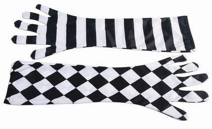 Forum Harlequin Black and White Mismatched Opera Length Gloves