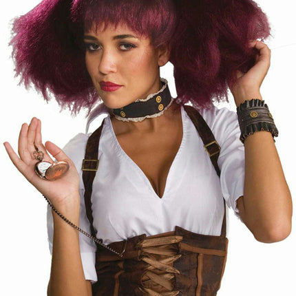 Steampunk Faux Leather Lace and Gears Choker Costume Jewelry