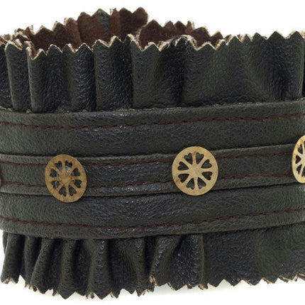 Brown Steampunk Faux Leather and Gear Studded Bracelet