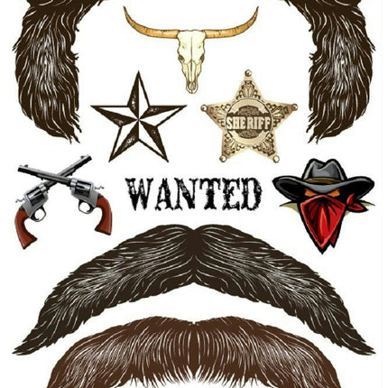 StacheTATS The Outlaw Mustache Temporary Facial Tattoos Assortment