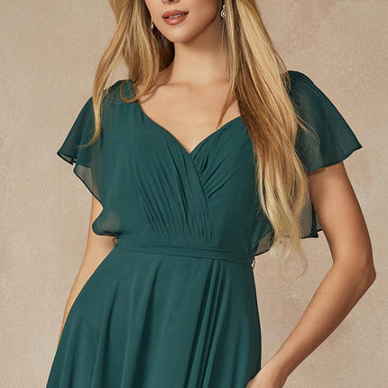 Juliet 261 Flutter Sleeve Formal Dress Cascade Back