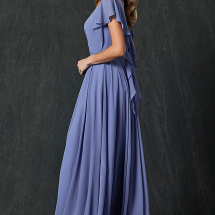 Juliet 261 Flutter Sleeve Formal Dress Cascade Back