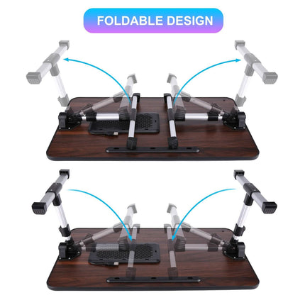 26.6 Foldable Adjustable Laptop Tray Stand Desk with CPU Cooling Fans & Mouse Pad