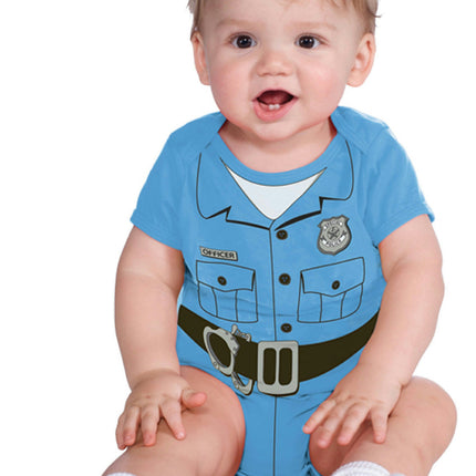 Baby Police Man Officer Light Blue Body Suit Newborn Infant Costume 0-6 months
