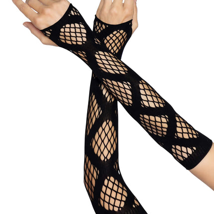 Faux Wrap Industrial Net Arm Warmers - Black - O/S