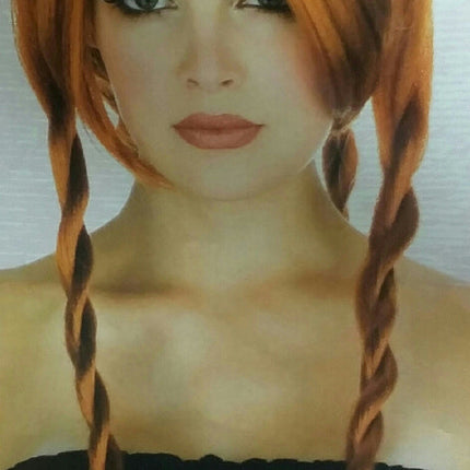 Auburn Red Power Bun With Braids Japanese Chinese Geisha Oriental Costume Wig