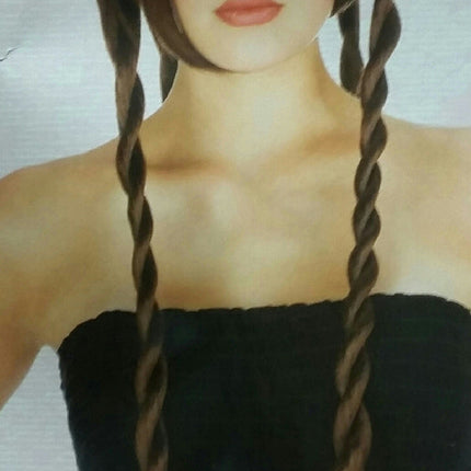 Brown Power Bun With Braids Japanese Chinese Geisha Oriental Costume Wig
