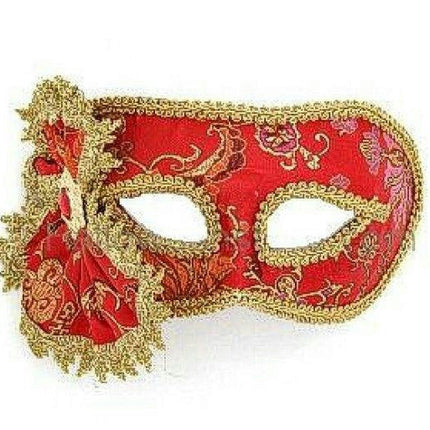 Red with Gold Trim Oriental Style Venetian Eye Mask 62458