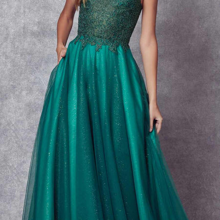 Juliet 268 Embroidered Sparkle Tulle Ball Gown