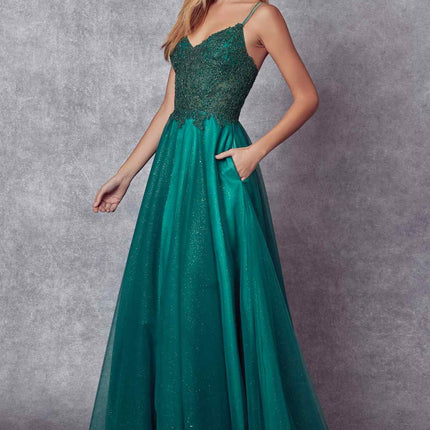 Juliet 268 Embroidered Sparkle Tulle Ball Gown