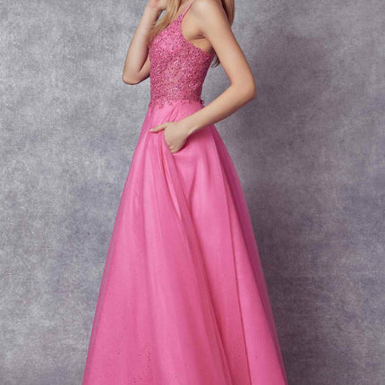 Juliet 268 Embroidered Sparkle Tulle Ball Gown