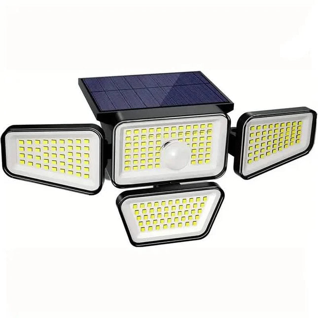 270 LEDs Solar Wall Light With Motion Sensor - 4 Head Lamp, 3 Lighting Modes Wide Angle Security Wireless Flood Light