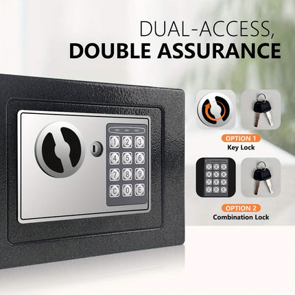 Fireproof Digital Home Safe with Keypad, Sensor Light & Money Bag-Silver