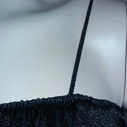 Women's Black 1920's Deluxe Flapper 8 Tiered Fringe Costume Dress Beaded Straps