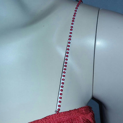 Women's Red 1920's Deluxe Flapper 4 Tiered Fringe Costume Dress Beaded Straps