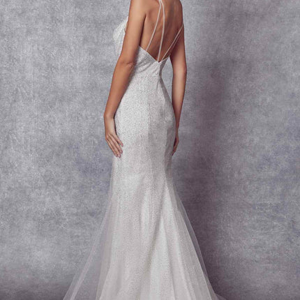 Juliet 271 Glitter Mesh Fitted Evening Gown