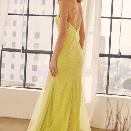 Juliet 271 Glitter Mesh Fitted Evening Gown