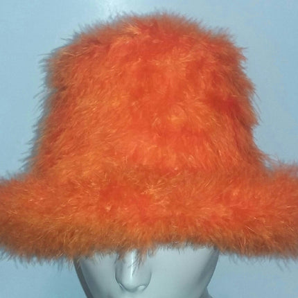 Orange Marabou Feather Foam Costume Top Hat